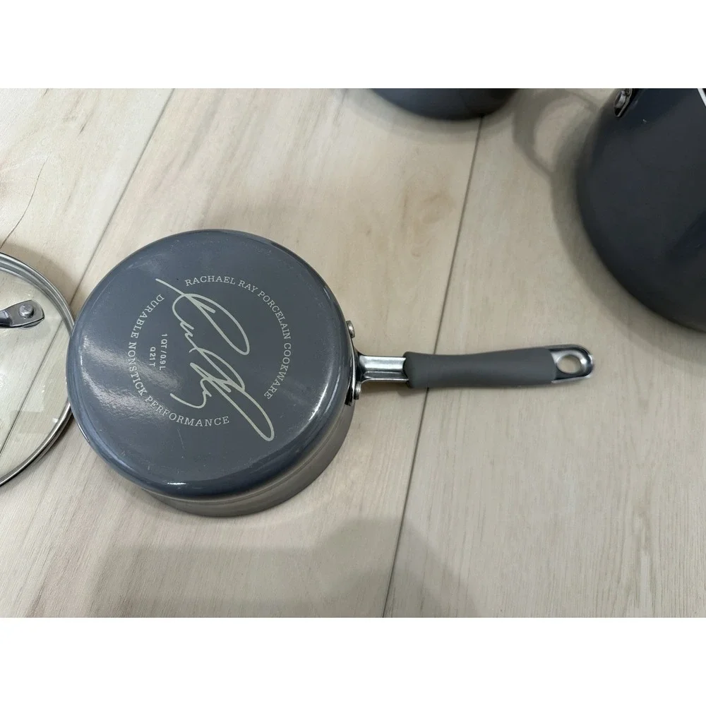 Rachael Ray Porcelain Nonstick Pot & Pan Set 2 Fry Pans & Stockpot